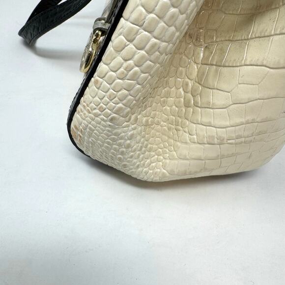 Brahmin Alice Carry All Shoulder Bag Tri Texture Ivory Gray Black Charm READ - Picture 9 of 14